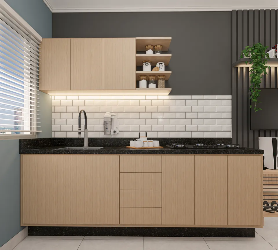 Cozinha com azulejo metrô