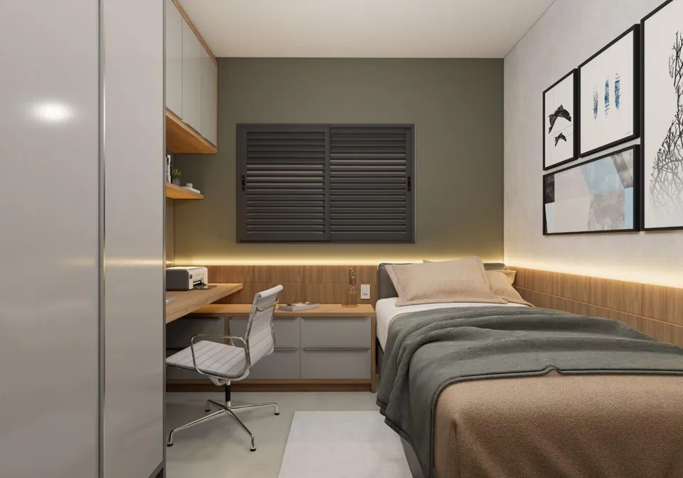Quarto com home office