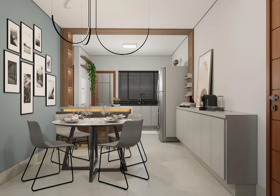 Sala de jantar com quadros